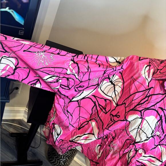 Natori Pink and White Floral Shirt - Picture 2 of 6